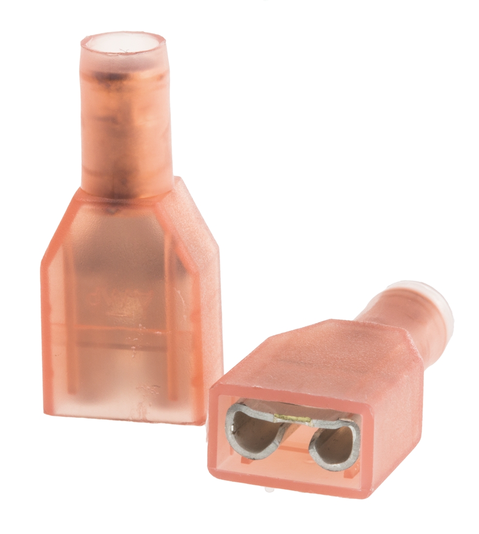 TE Connectivity PIDG FASTON .250 Red Insulated Female Spade Connector, Receptacle, 6.35 x 0.81mm Tab Size, 0.3mm² to