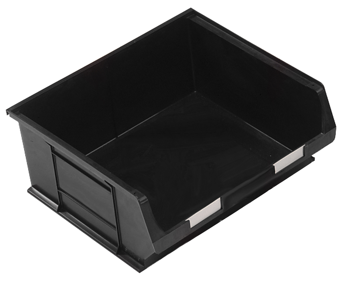 RS PRO PP Storage Bin, 375mm x 420mm x 182mm, Black