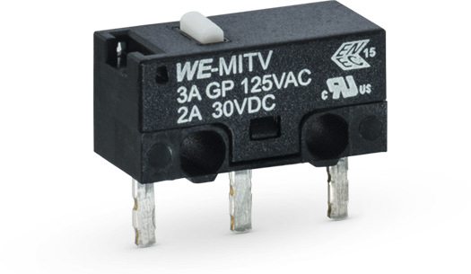 Wurth Elektronik Micro Switch, Through Hole Terminal, 3 A, SP-CO
