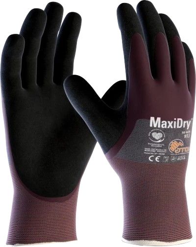 ATG Maxidry Grey Nylon, Polyester, Spandex Nylon, Spandex Work Gloves, Size 9, NBR Coating