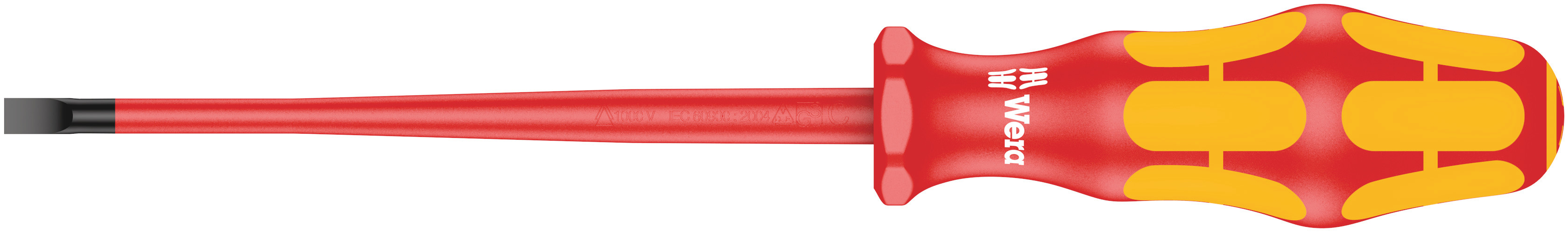 Wera Slotted Insulated Screwdriver, 5.5 mm Tip, 125 mm Blade, VDE/1000V, 223 mm Overall