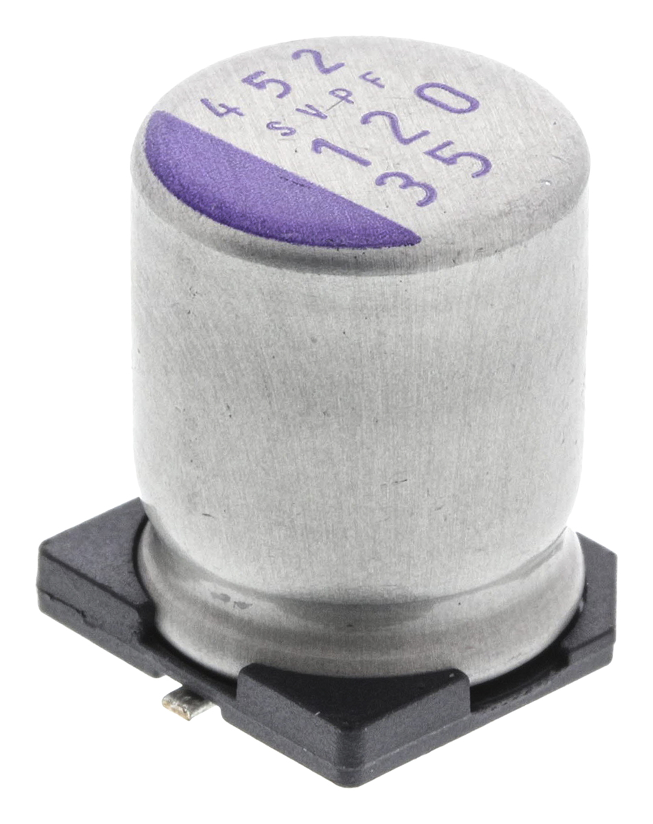 Panasonic 120μF Surface Mount Polymer Capacitor, 35V dc