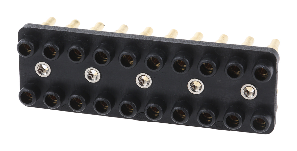 Staubli Straight PCB Socket, 20-Contact, 2-Row, 12mm Pitch, Solder Termination