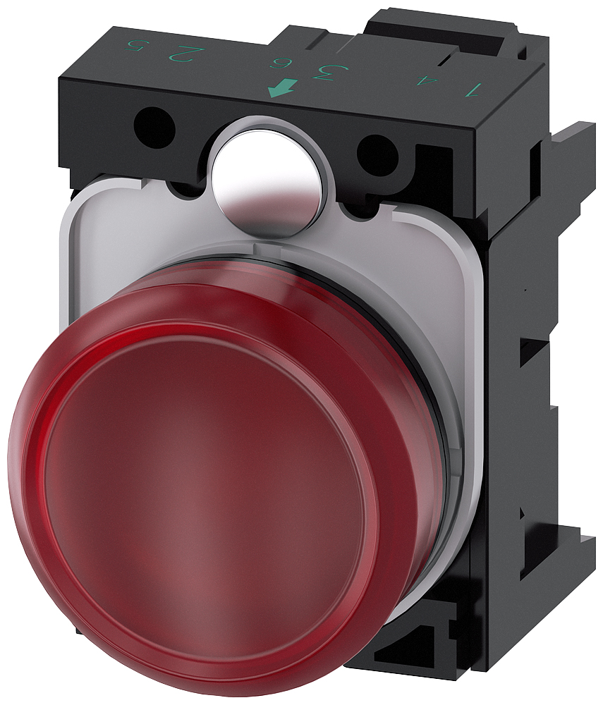 Siemens, SIRIUS ACT 3SU11, Panel Mount Red LED Indicator, 22mm Cutout, Round, 110V ac