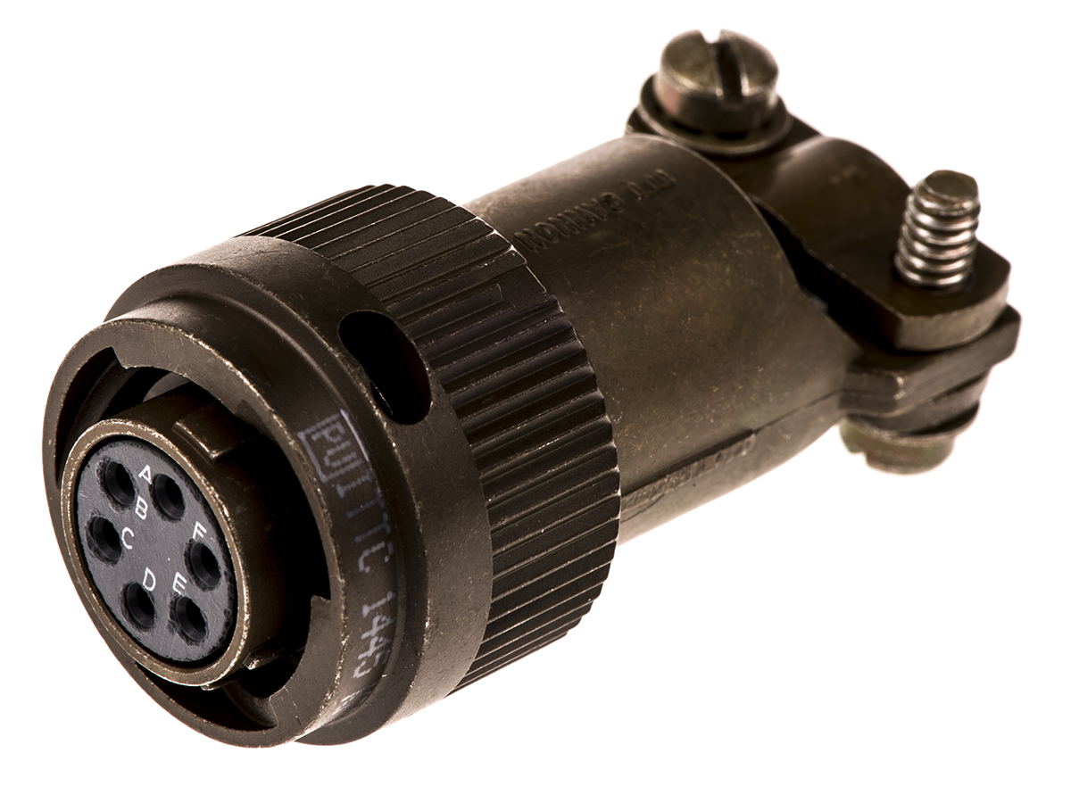 ITT Cannon, KPT, Copper Alloy 6 Way Cable Mount MIL Spec Circular Connector Plug, Socket Contacts,Shell Size 10,