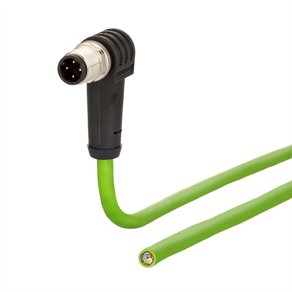 Metz-Connect30064250, 5m Cat5e, Green M12 to Male, Shielded, Unterminated Polyurethane Sheath