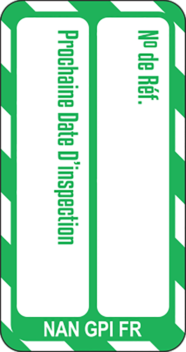 Brady White on Green Safety Inspection Tag, French Language, 20 per Pack