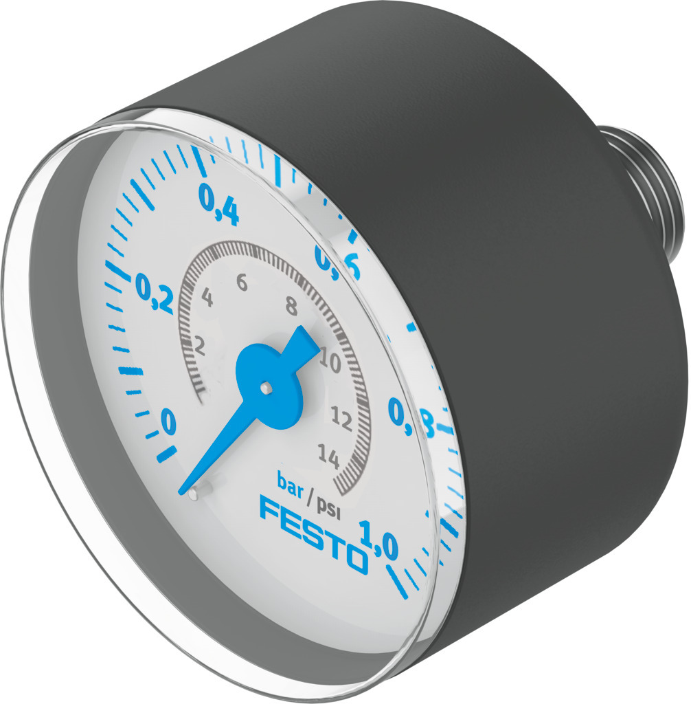Festo R 1/8 Analogue Pressure Gauge 1bar Inline 40mm Outside Diameter