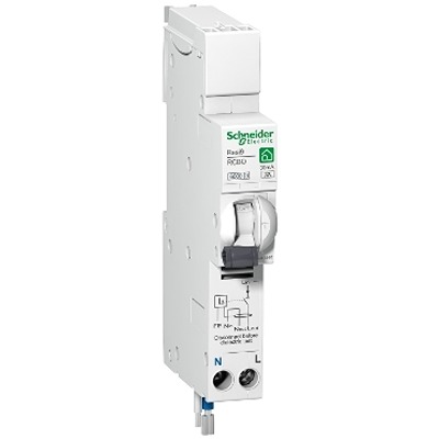 Schneider Electric RCBO, 6A Current Rating, 1P+N Poles, 30mA Trip Sensitivity, Type B, Resi9 Range