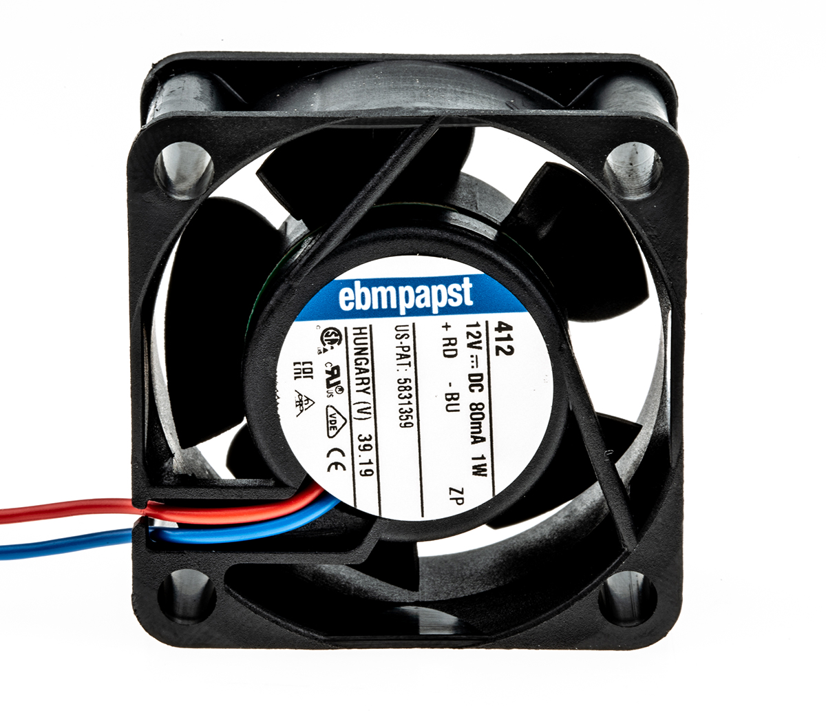 ebm-papst 400 Series Axial Fan, 12 V dc, DC Operation, 10m³/h, 800mW, 67mA Max, 40 x 40 x 20mm