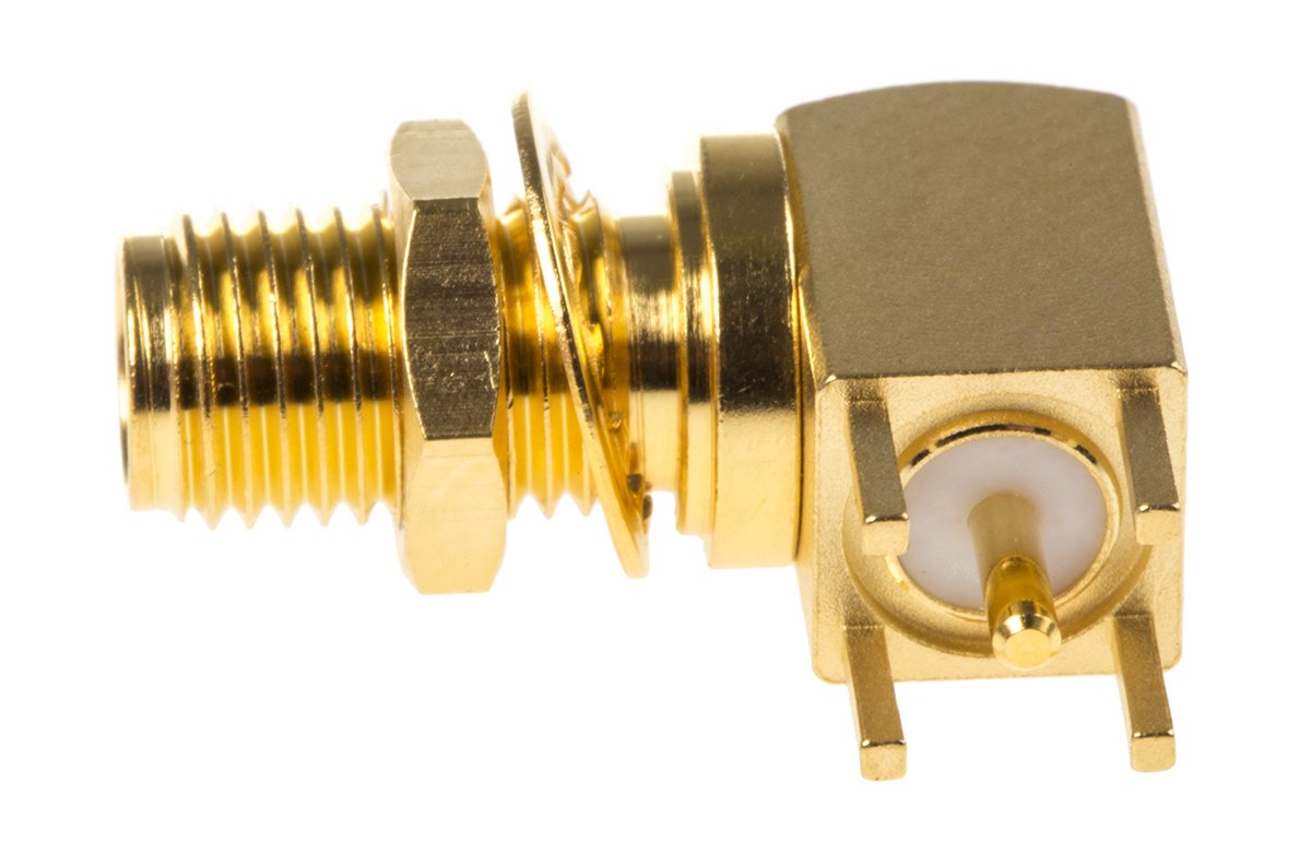 Telegartner, Jack Through Hole SMA Connector, 50Ω, Solder Termination, Right Angle Body
