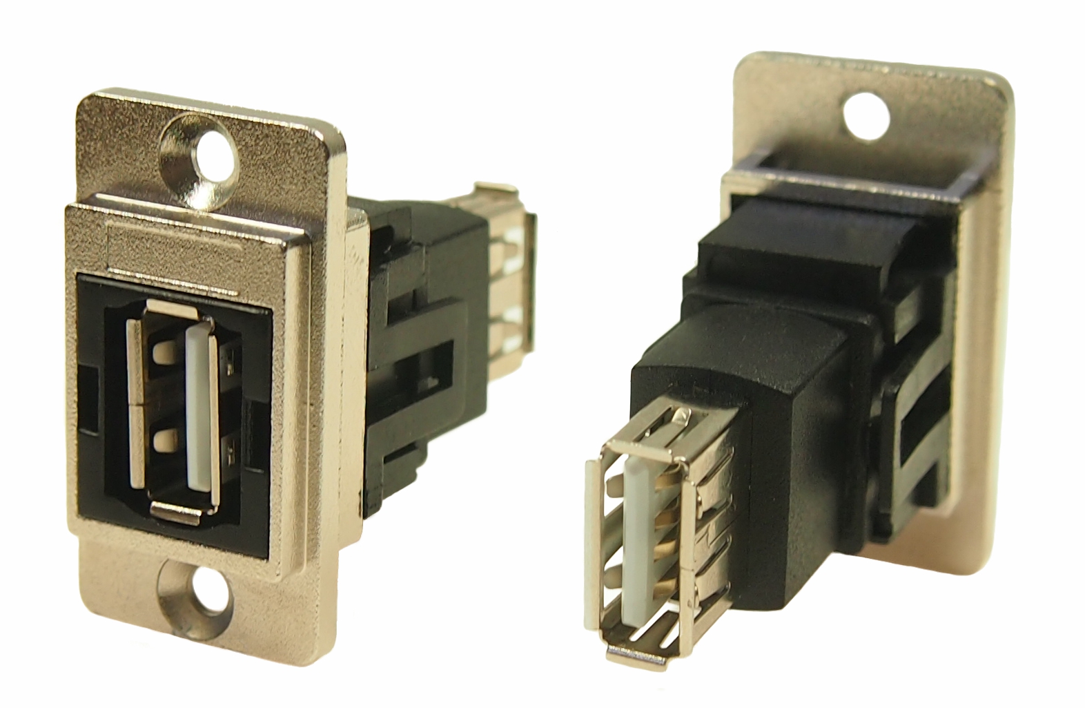 RS PRO Straight, Panel Mount, Socket to Socket- Dual Port Type A to A 2.0 USB Connector