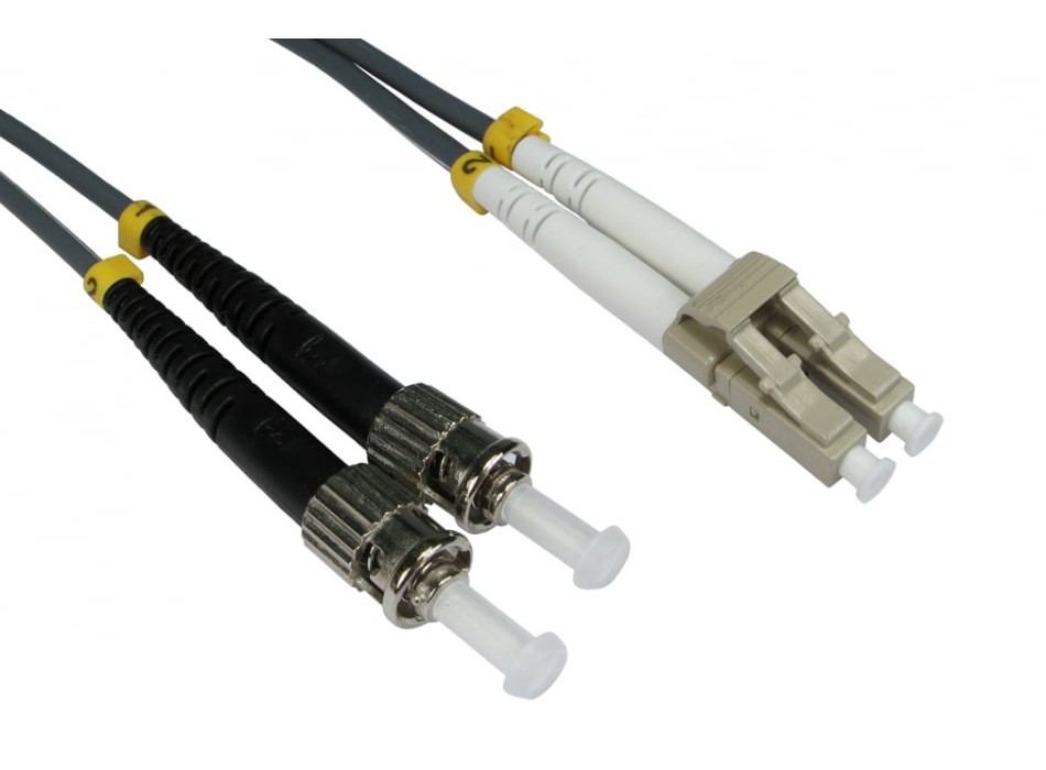 RS PRO LC to ST Duplex Multi Mode OM1 Fibre Optic Cable, 3mm, Grey, 3m