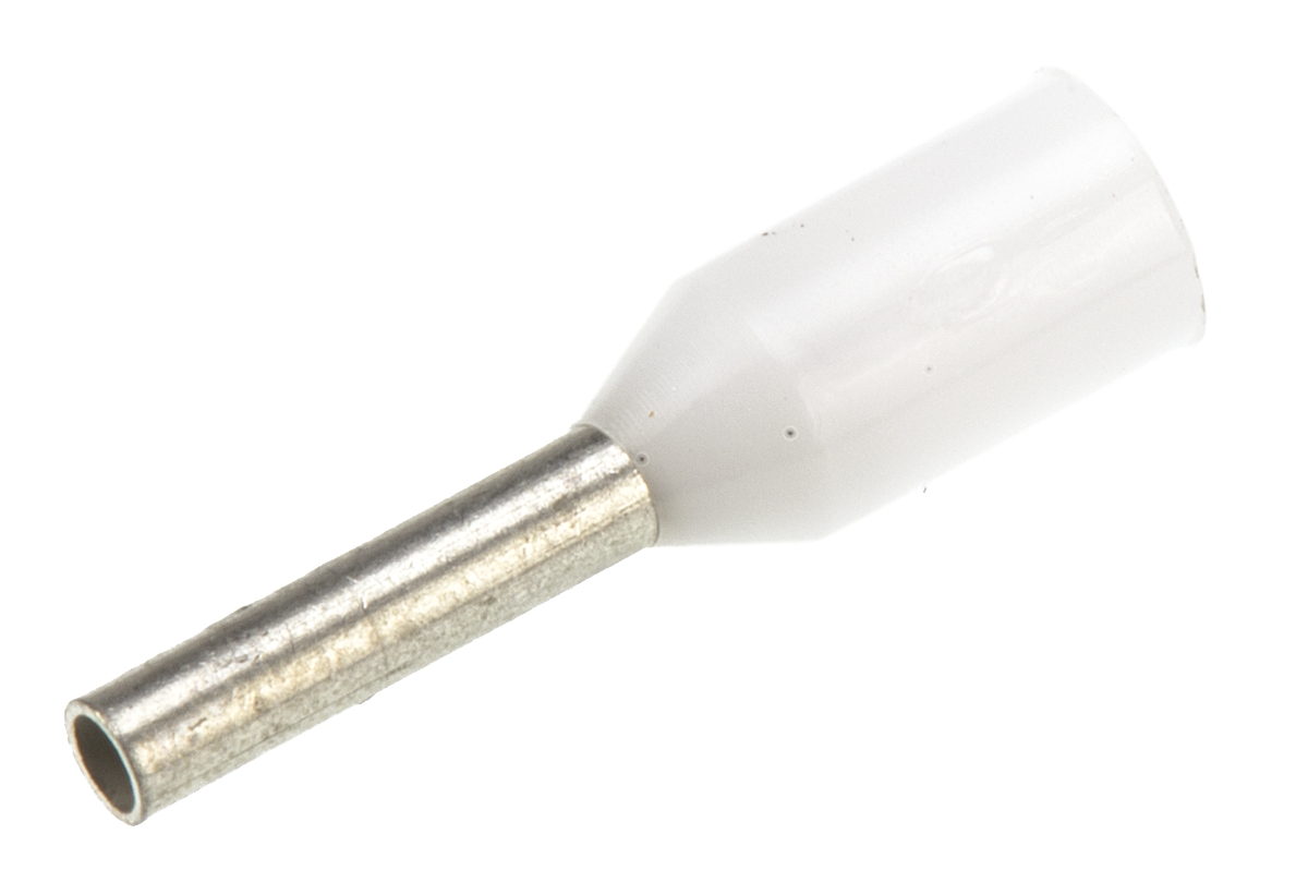 TE Connectivity Insulated Crimp Bootlace Ferrule, 6mm Pin Length, 1mm Pin Diameter, 0.5mm² Wire Size, White