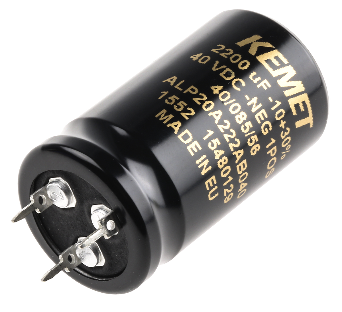 KEMET 2200μF Aluminium Electrolytic Capacitor 40V dc, PCB Mount - ALP20A222AB040