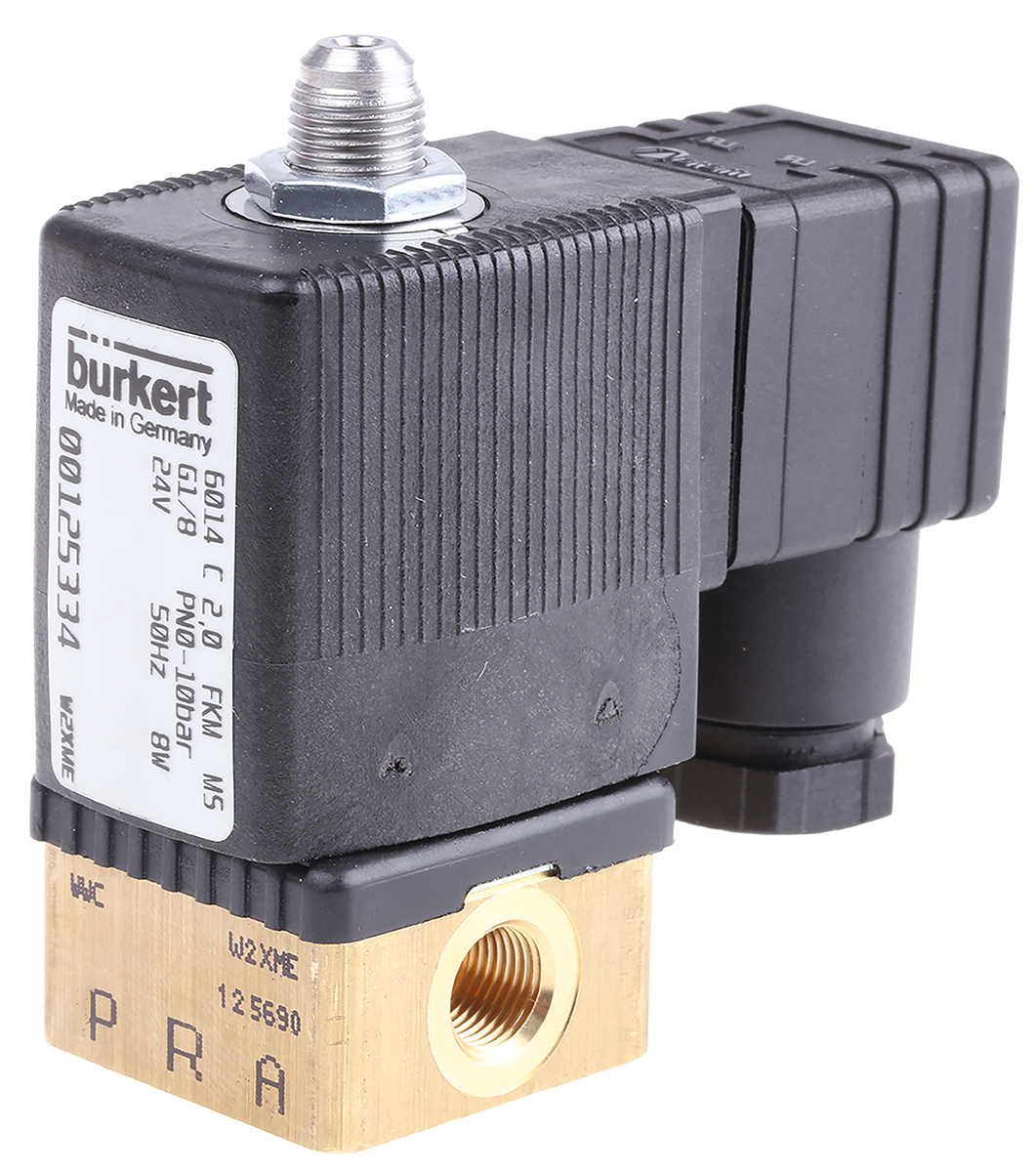 Burkert Solenoid Valve 125334, 3 Port, NC, 24 V ac 3.18 mm, 3.18 mm
