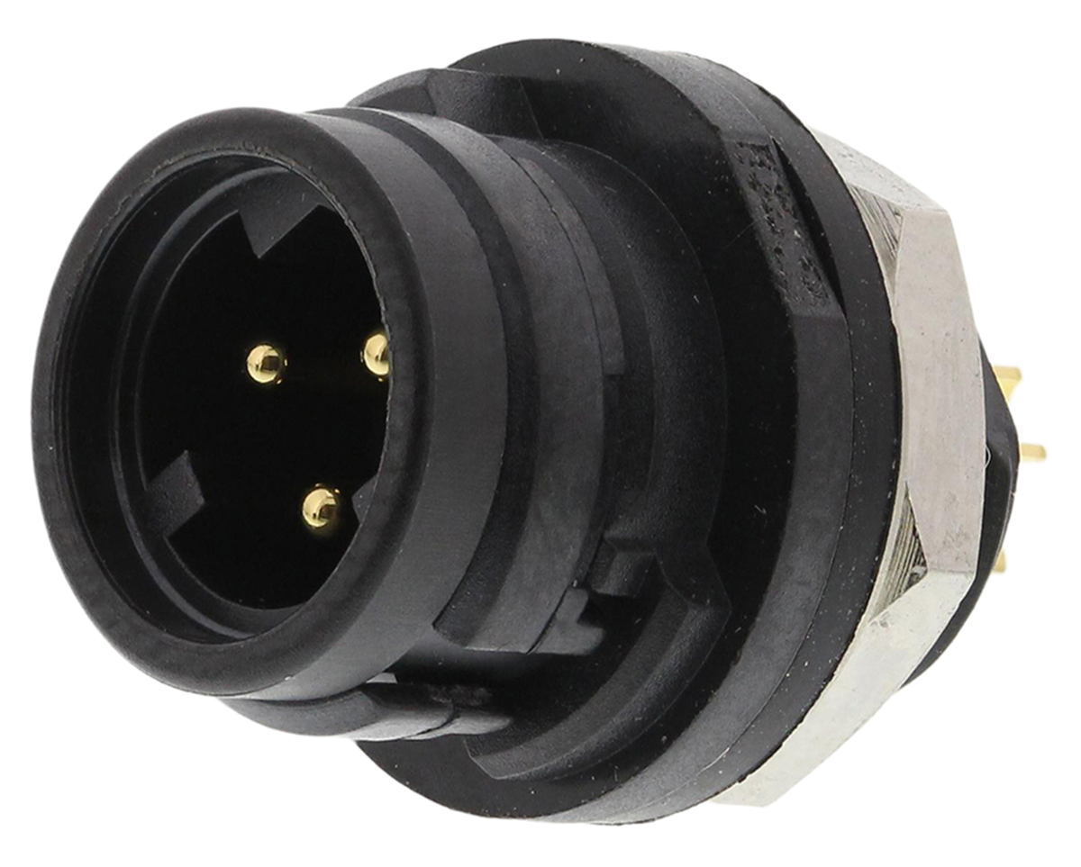 Hirose Circular Connector, 3 Contacts, Panel, Miniature Connector, Socket, Male, IP67, IP68, HR30 Series