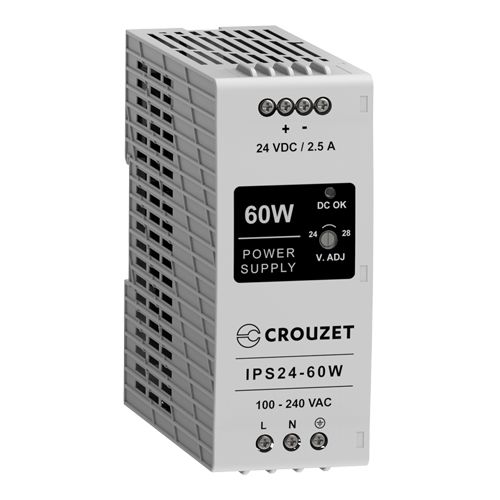 Crouzet 89452 Switched Mode DIN Rail Power Supply, 90 → 264V ac ac Input, 24V dc dc Output, 2.5A Output, 60W