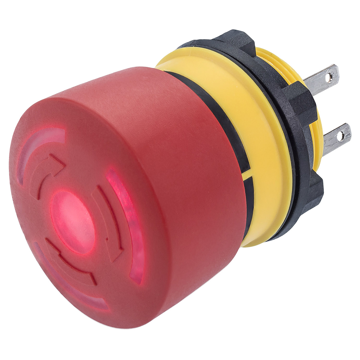EAO 84 Series Twist Release Illuminated Emergency Stop Push Button, Panel Mount, 22mm Cutout, 1NC, IP65, IP67