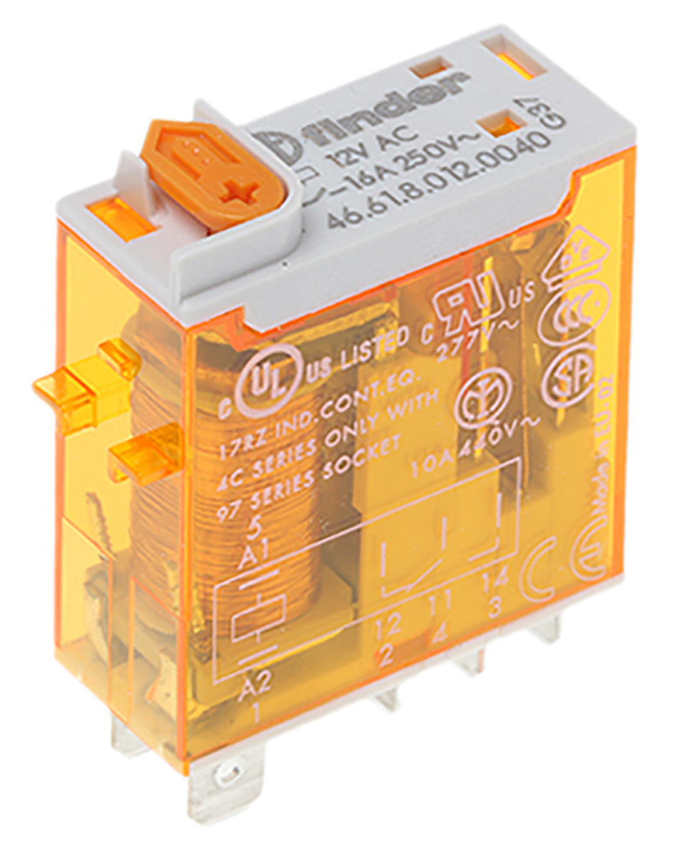Finder Plug In Power Relay, 12V ac Coil, 25A Switching Current, SPDT