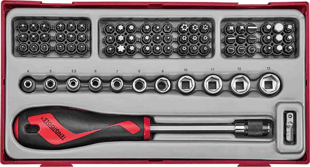 Teng Tools Bits driver set 76 Pieces, Hexagon, Phillips, Slotted, Torx