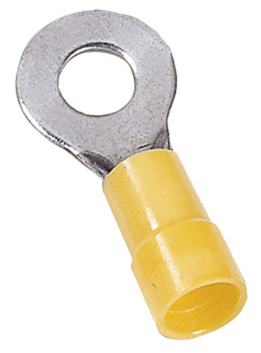 MECATRACTION, N Insulated Ring Terminal, M6 Stud Size to 6mm² Wire Size, Yellow