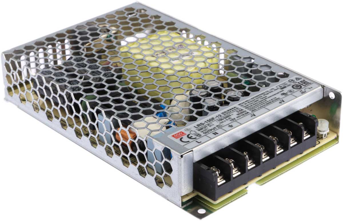 MEAN WELL Switching Power Supply, LRS-150F-12, 12V dc, 12.5A, 150W, 1 Output, 120 → 370 V dc, 85 → 264 V