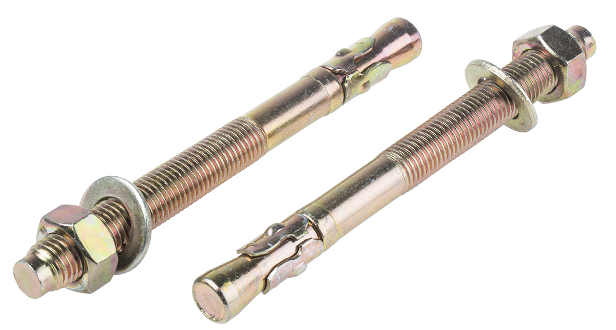 RS PRO Carbon Steel Anchor Bolt M16 x 175mm, 16mm Fixing Hole