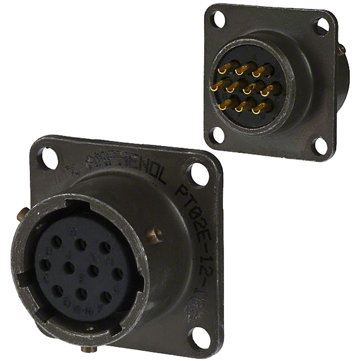 Amphenol Industrial, PT, Copper Alloy 10 Way Panel Mount MIL Spec Circular Connector ReceptacleGreen, Socket