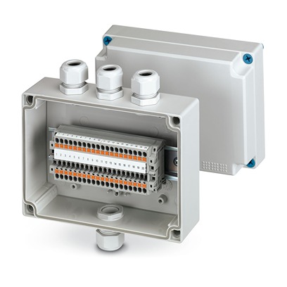Phoenix Contact E AB A Series Grey ABS Junction Box, 20 Terminals, 180 x 130 x 100mm