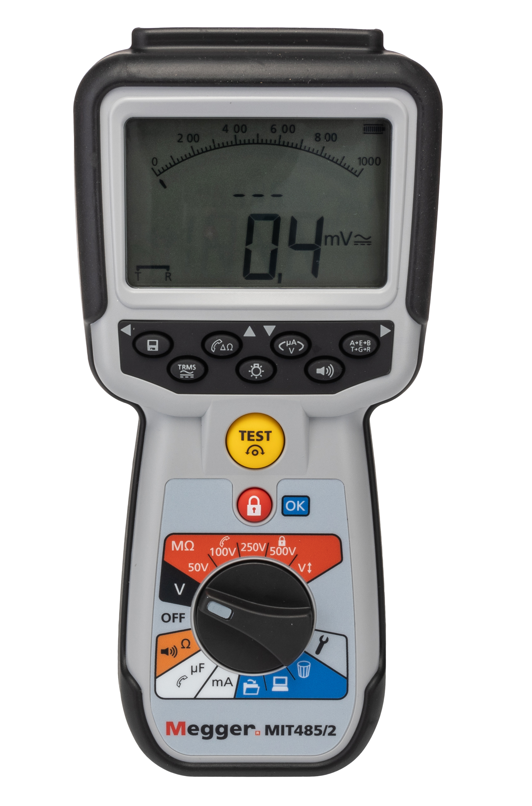 Megger MIT485 Insulation Tester, 50V Min, 500V Max, 200GΩ Max, CAT IV