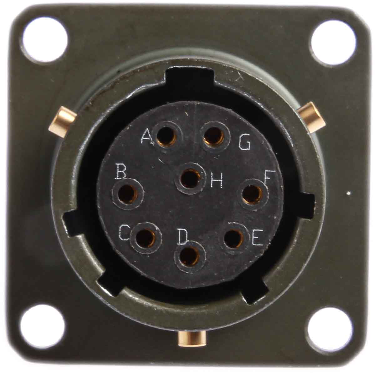 Amphenol Limited, 62GB 8 Way Box Mount MIL Spec Circular Connector ReceptacleOlive, Socket Contacts,Shell Size 12,