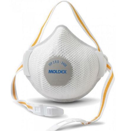 340801 Moldex White, Yellow Polypropylene Face Mask for General Purpose, One Size