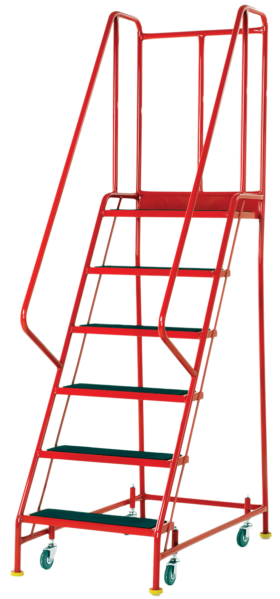 RS PRO 6 Tread Steel Steps 1.4m Platform Height, Red