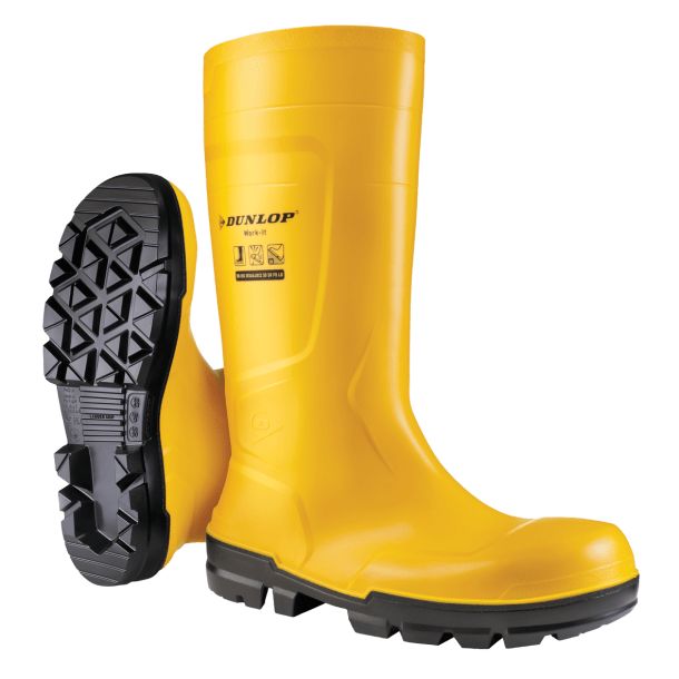 Dunlop WORK-IT FULL SAFETY Black, Yellow Steel Toe Capped Unisex Safety Boots, UK 14, EU 49