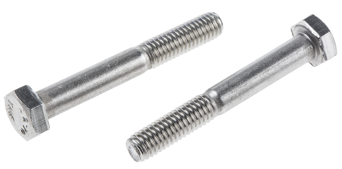 RS PRO Stainless Steel, Hex Bolt, M6 x 45mm