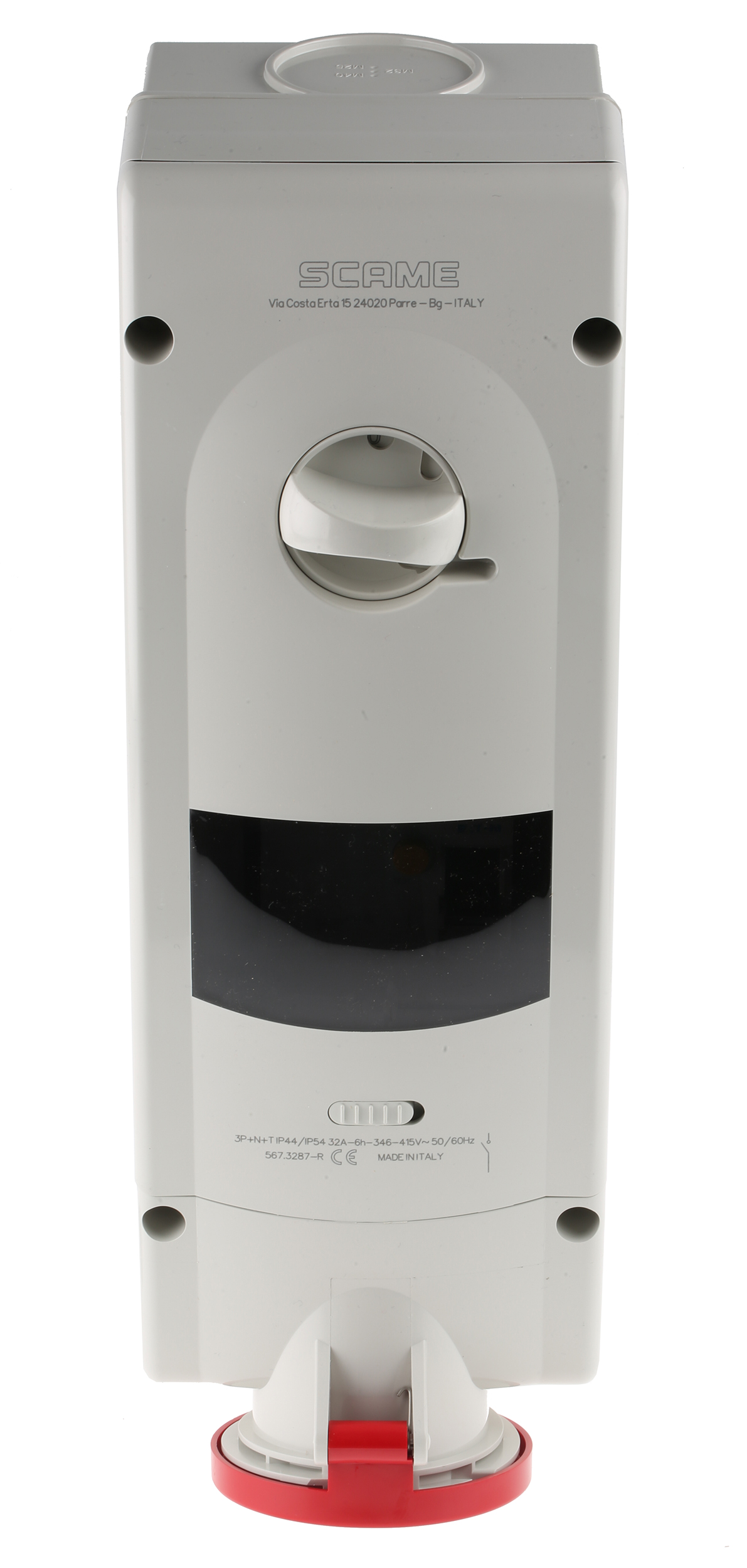 Scame Switchable IP44 Industrial Interlock Socket 3P+N+E, Earthing Position 6h, 32A, 400 V