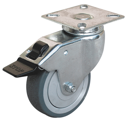 Guitel Hervieu Braked Swivel Castor Wheel, 60kg Capacity, 75mm Wheel