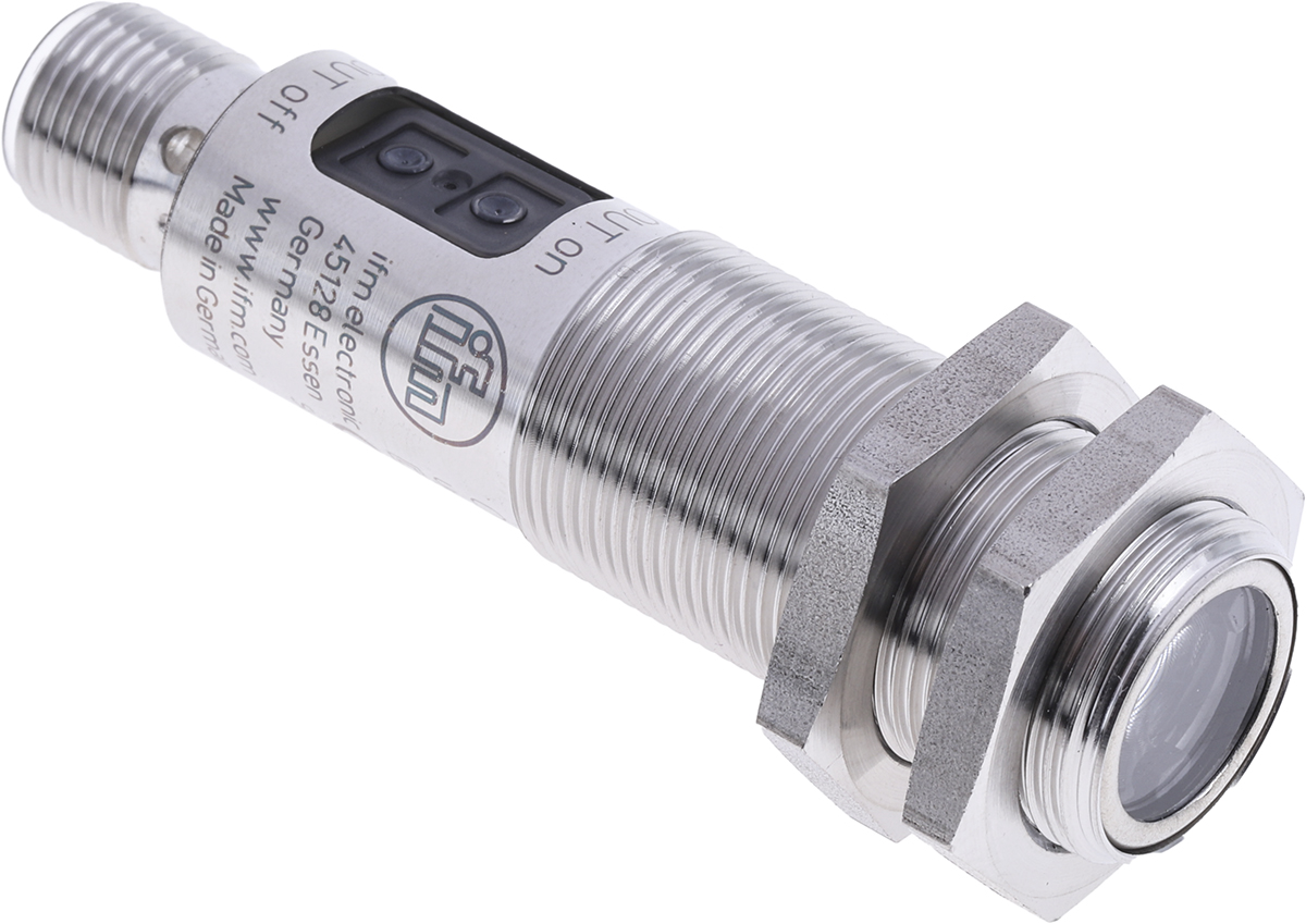 ifm electronic Through Beam Receiver Photoelectric Sensor, Barrel Sensor, 25 m Detection Range