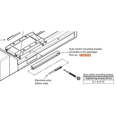 SMC Switch Mounting Bracket, LEF Series, For Use With Actuator