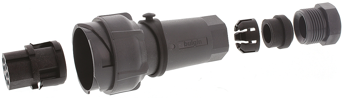 Bulgin Circular Connector, 10 Contacts, Cable, Standard Connector, Plug, Male, IP66, IP69K, IP68, Buccaneer 7000 Series