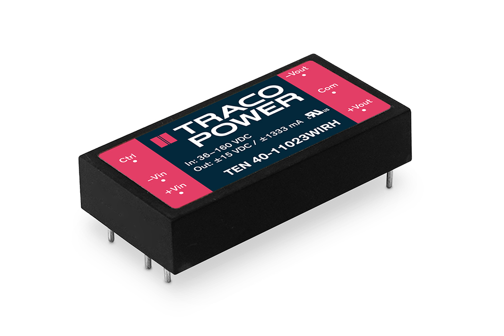 TRACOPOWER TEN 40WIRH Isolated DC-DC Converter, 5.1V dc/, 36 → 160 V dc Input, 40W, PCB Mount