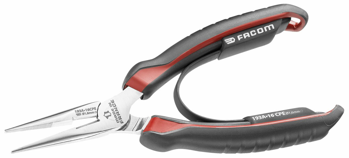 Facom Long Nose Pliers, 160 mm Overall, Straight Tip