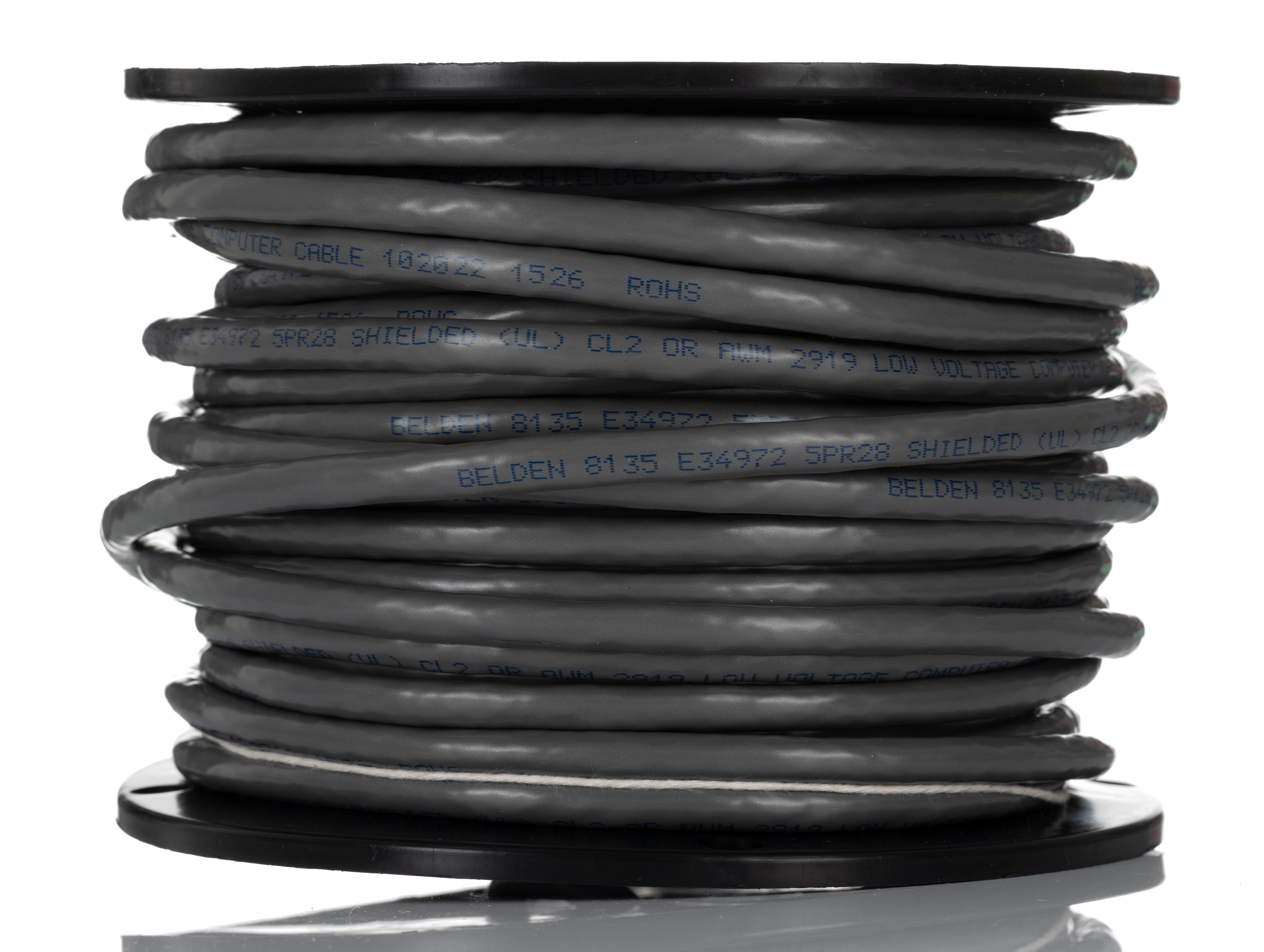 Belden 8135 Series Data Cable, 5 Pairs, 10 Cores, 0.07 mm², Screened, 28 AWG, 30m, Screened Shield, RS-232 Cable