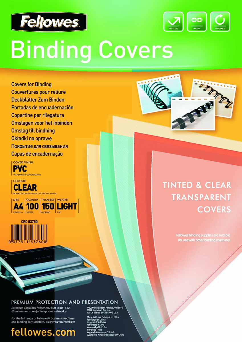 Fellowes Transparent A4 Binding Cover
