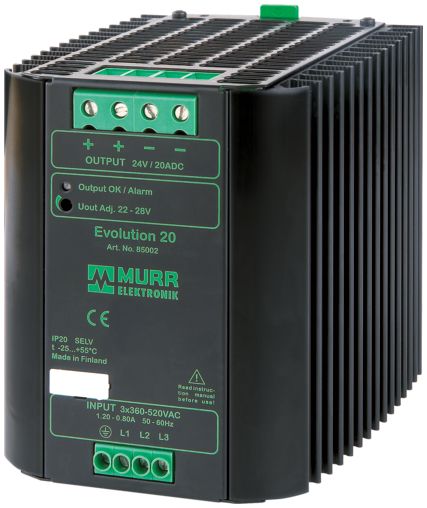 Murrelektronik Limited 85002 DIN Rail Power Supply, 520V ac, dc Input, 28V dc dc Output, 20A Output