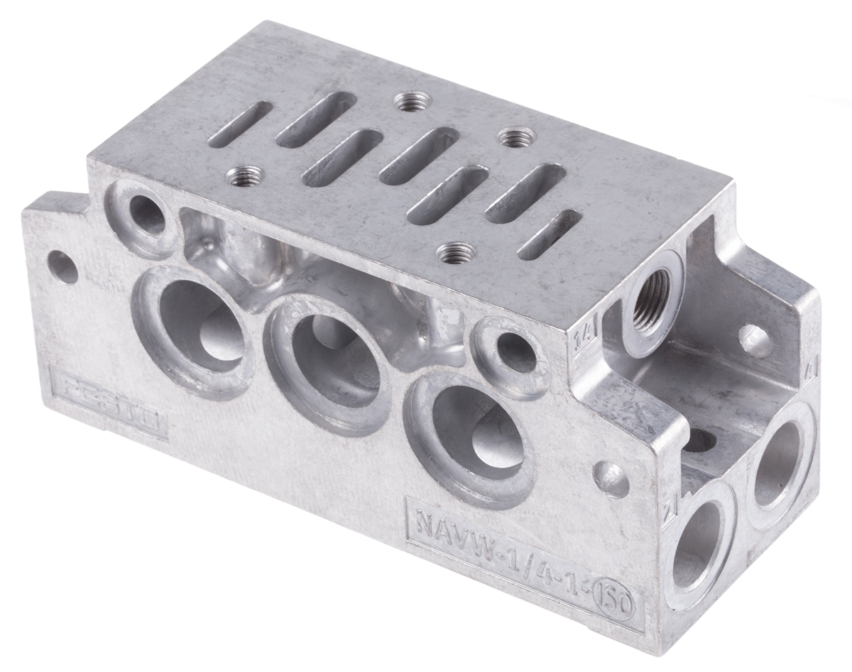 Festo NAVW series 2 station G 1/4, G 1/8 Sub Base for use with MFH Solenoid Valves, 152789