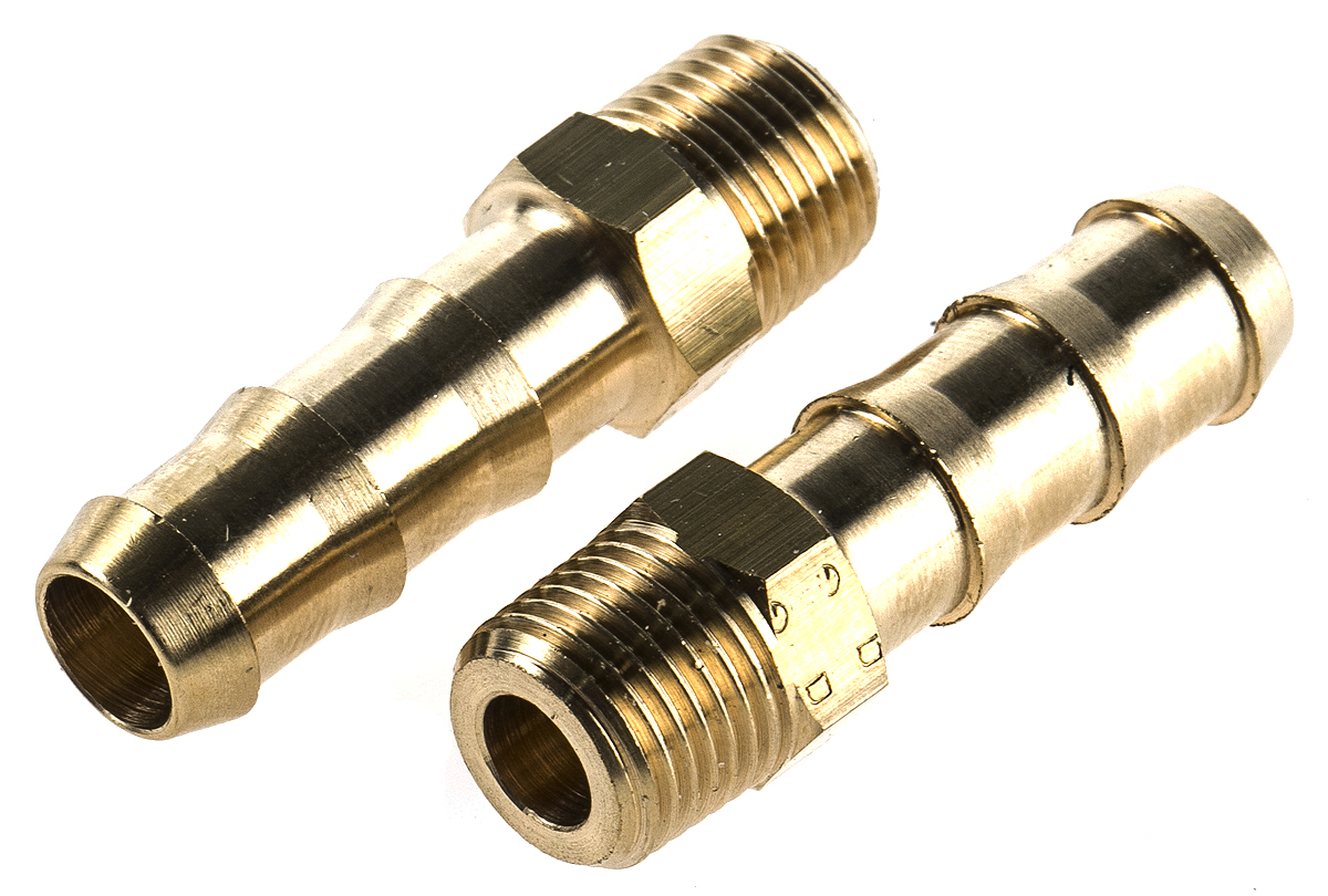 Legris Brass Pipe Fitting, Straight Threaded Tailpiece Adapter, Male R 1/8in to Male 7mm