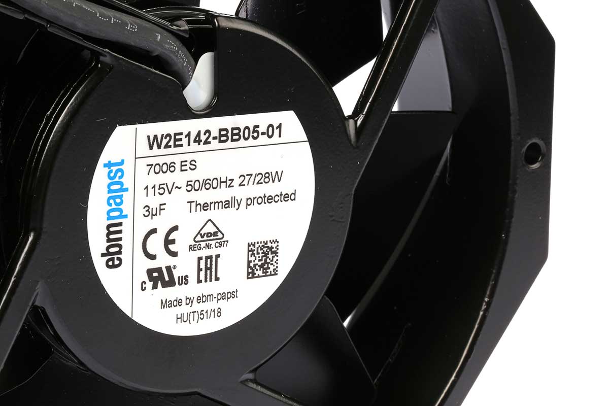 ebm-papst W2E142 Series Axial Fan, 115 V ac, AC Operation, 330m³/h, 27 → 28W, 235mA Max, 172 x 150 x 38mm