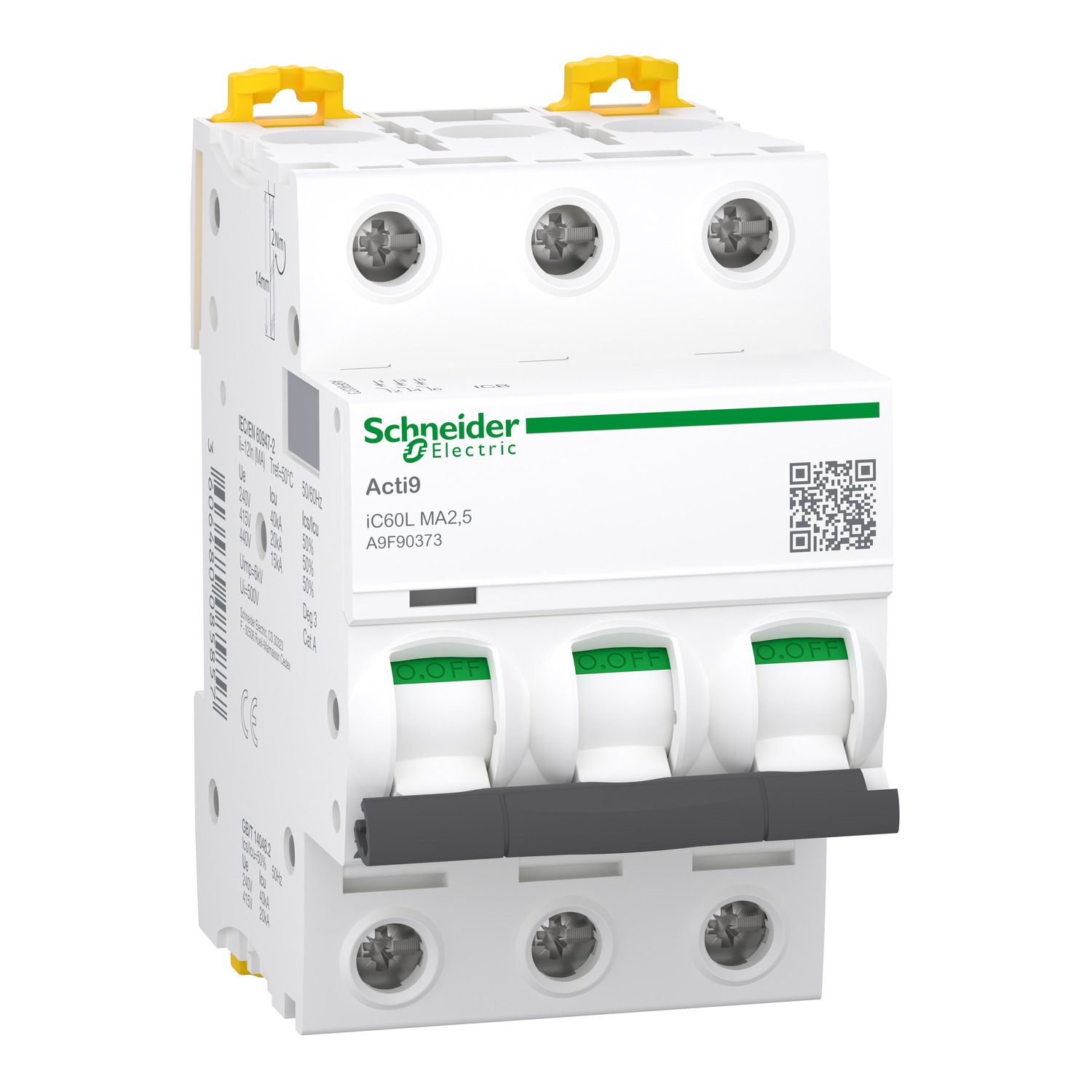 Schneider Electric Acti9 Acti9 Moteur MCB, 3P, 2.5A, Type MA, 500V AC, 440 V Breaking Capacity